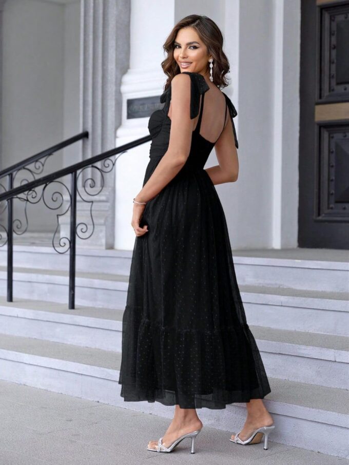 SISKIN Summer Cocktail Dresses for Women Tie Shoulder Semi Formal Dresses Hem Mesh Birthday Wedding Guest Dresses – Bild 2