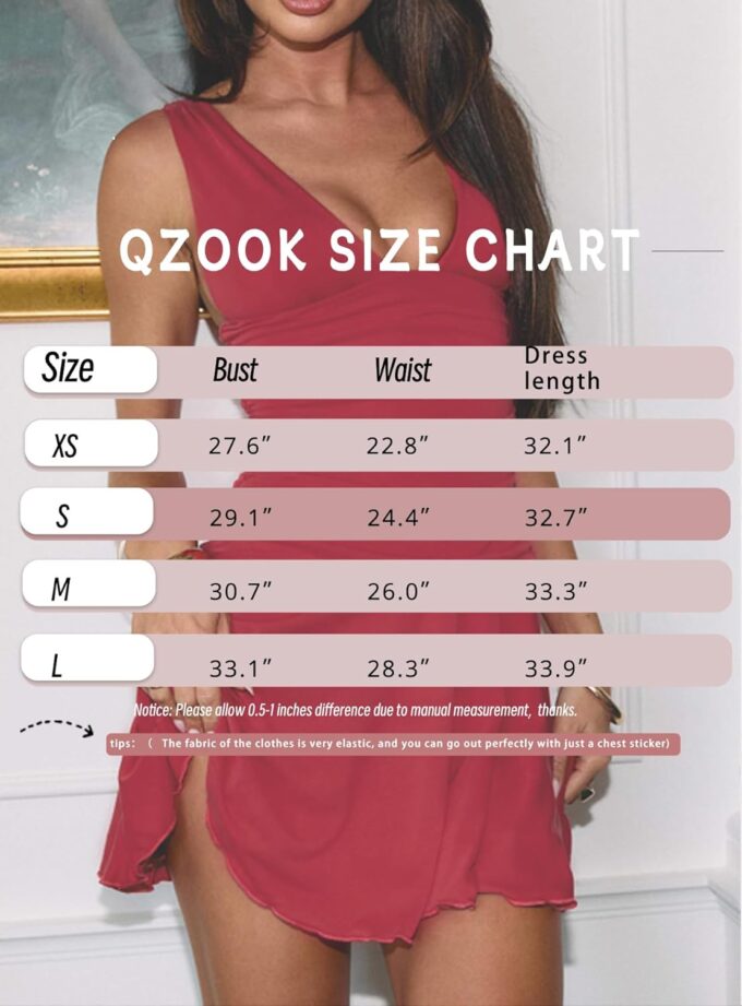 Women's Summer A Line Dresses Sexy V Neck Backless Ruched Waist Ruffle Flowy Hem Cocktail Party Club Mini Dress – Bild 6
