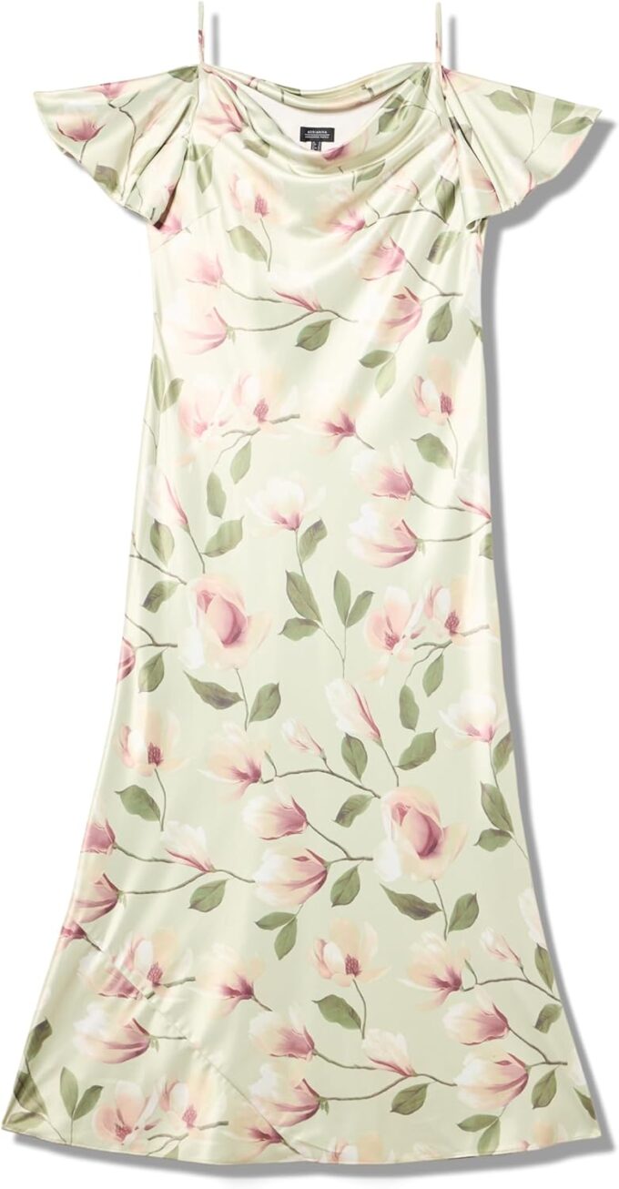 Adrianna Papell Women's Printed Satin Long Dress