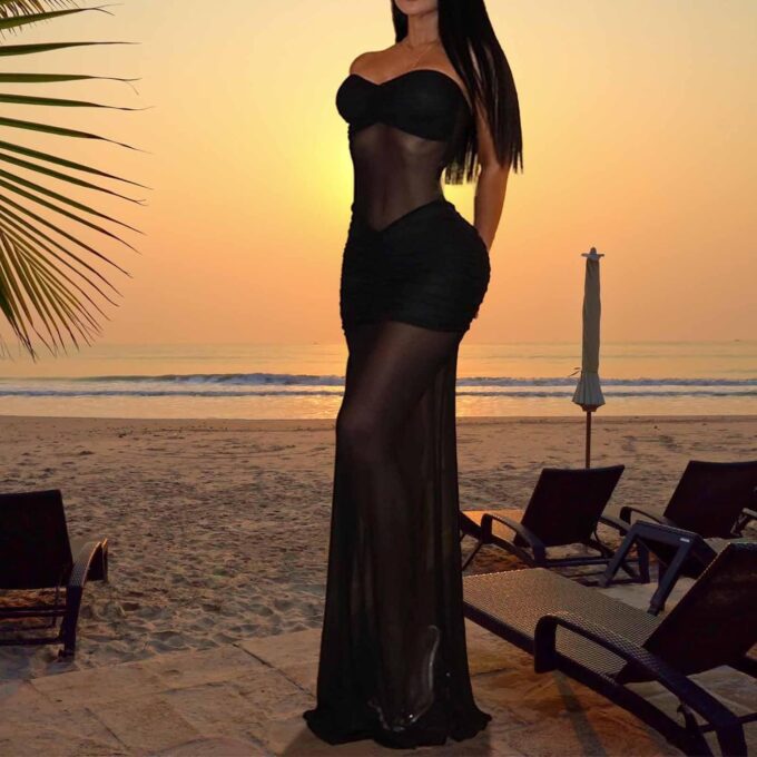 Sexy Mesh Dresses for Women See Through Bodycon Maxi Dress Outfits – Bild 2