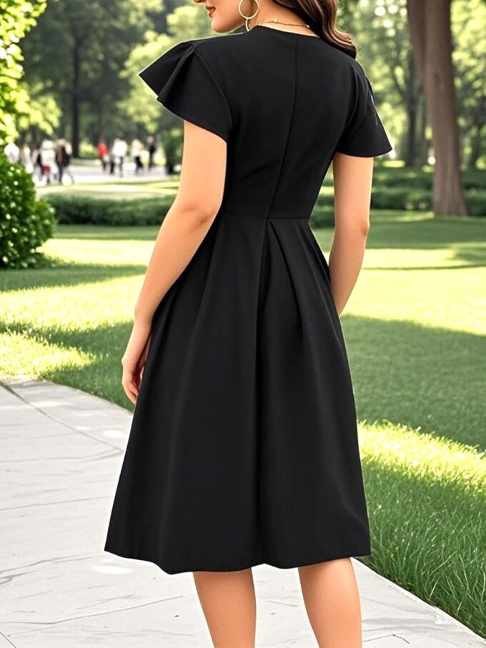 oxiuly Women's Flounce Sleeve Wedding Church Vintage Dresses Casual Floral Party Cocktail Work Dress with Pockets Fei376 – Bild 2