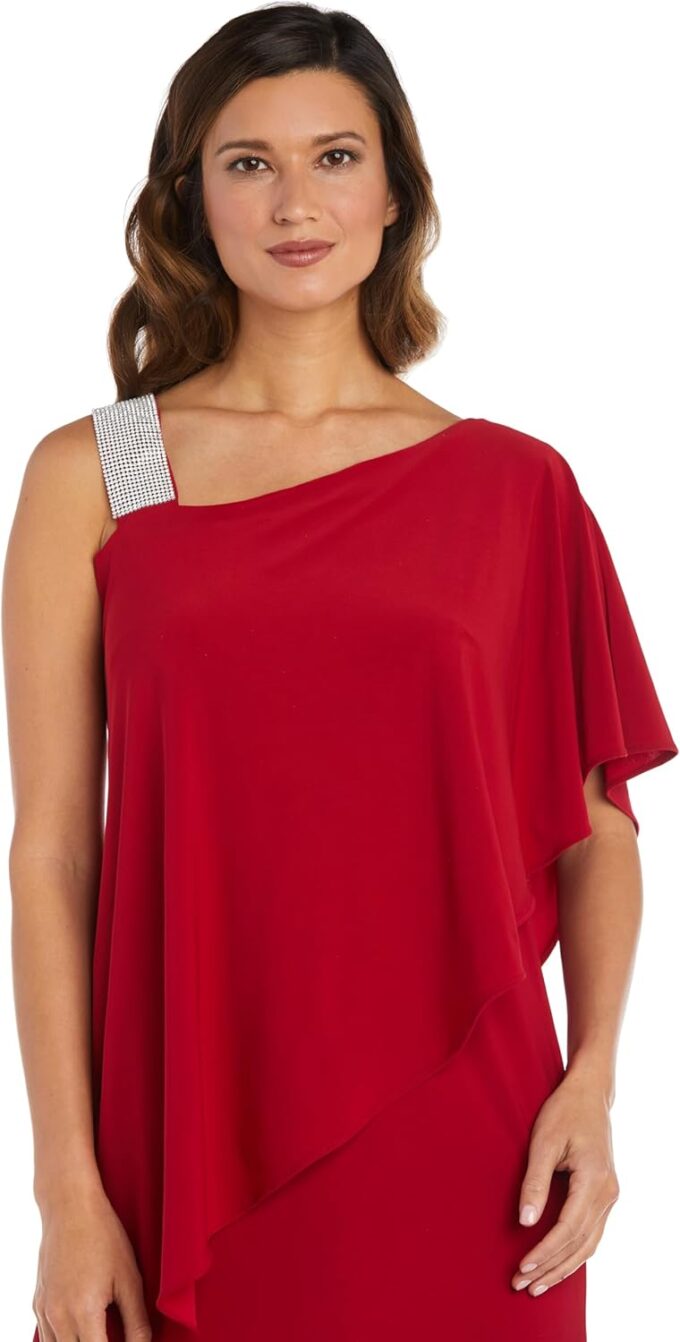 R&M Richards Womens Plus One Shoulder Embellished Cocktail and Party Dress – Bild 2
