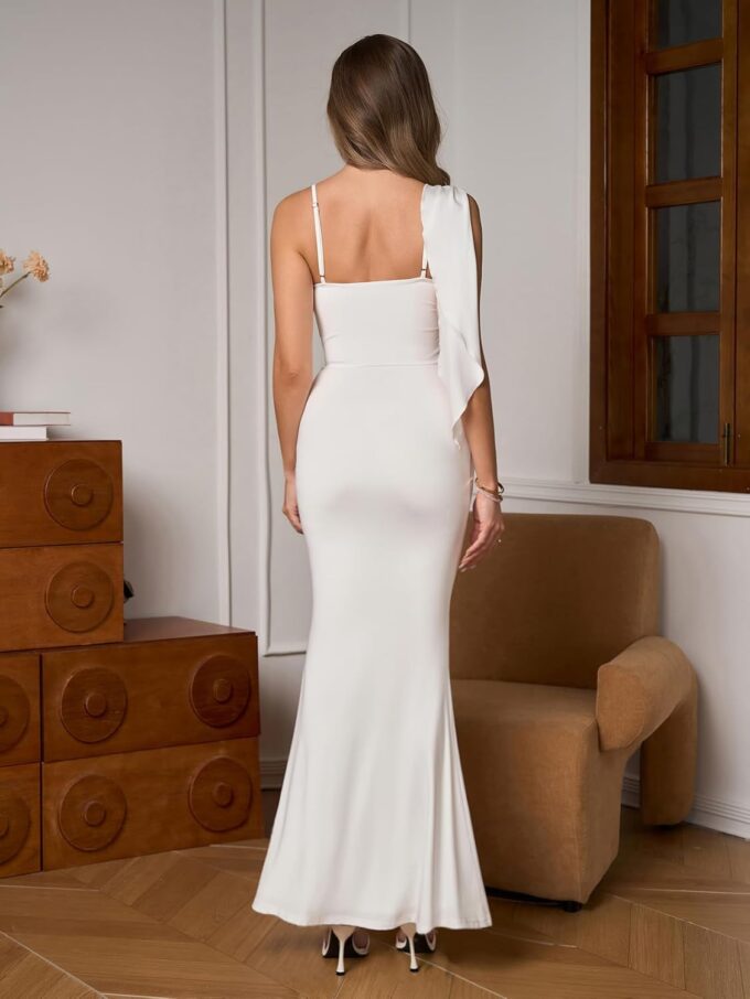 EYNMIN Long Formal Dress Spaghetti Strap Sleeveless Bodycon Elegant Maxi Dresses for Wedding Guest – Bild 3