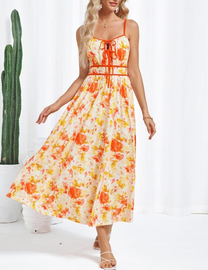 GRACE KARIN Women's 2025 Summer Casual Floral Boho Dress Spaghetti Strap Flowy Beach Maxi Dresses – Bild 2
