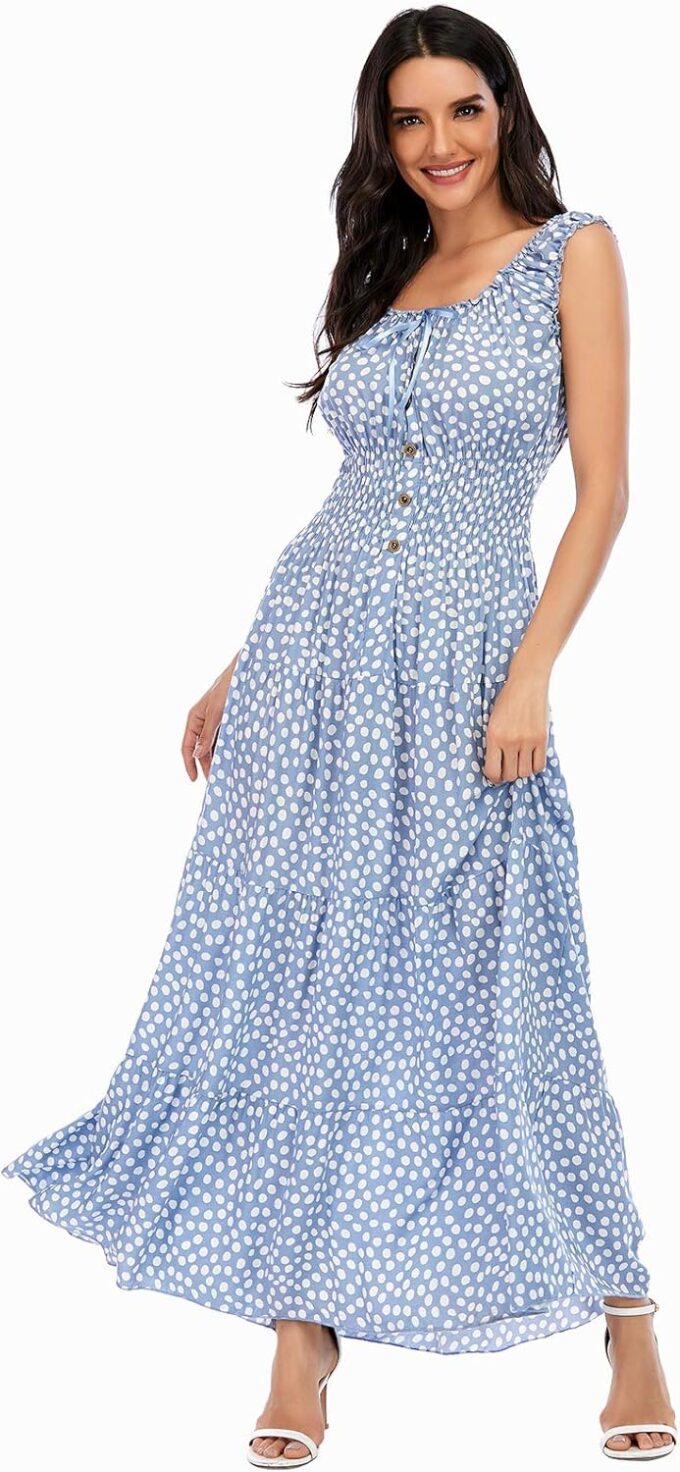 OSTOO Women's 2025 Summer Boho Floral Print Tiered Casual Flowy Long Maxi Dress – Bild 4