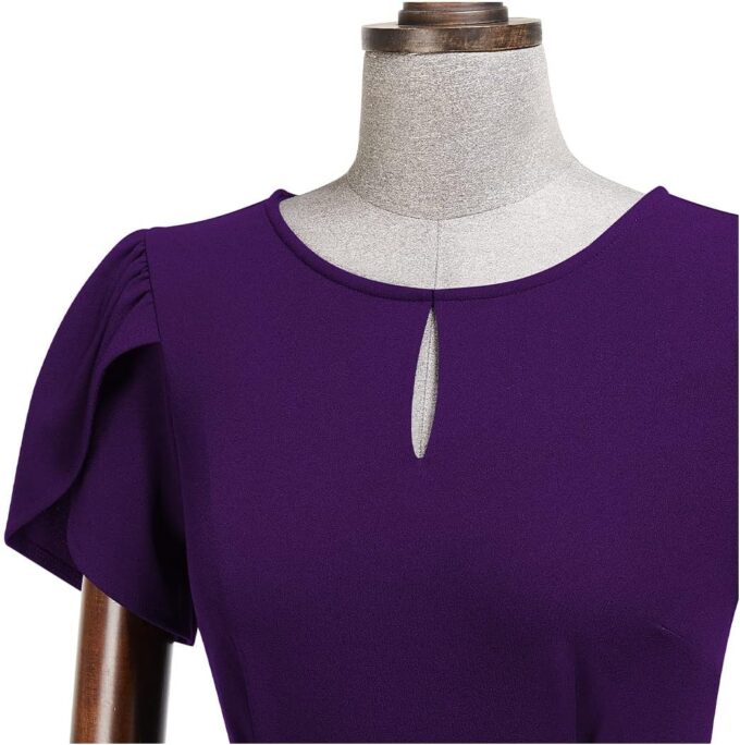 AISIZE Women's Elegant Puff Sleeves Keyhole Neck Cocktail Party Pencil Dress – Bild 3