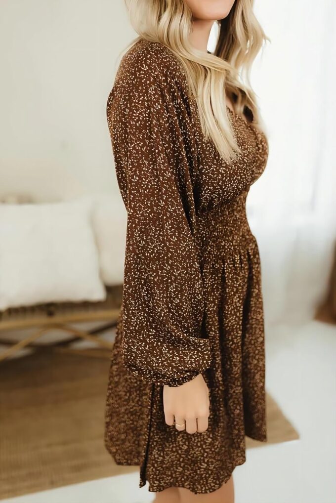 Elegant Dress Spring and Summer and Autumn Chiffon Gathered Waist Sexy high Waist Long Sleeve Floral Skirt Female – Bild 2