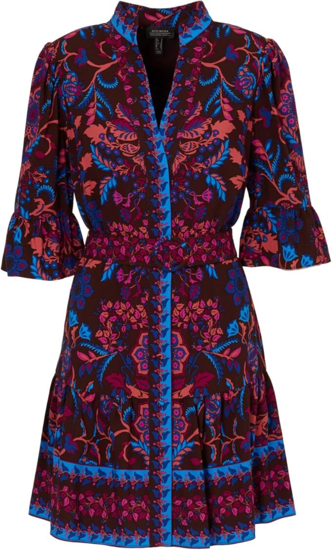 Adrianna Papell Women's Printed Short Flounce Dress – Bild 5