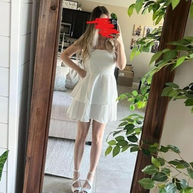 White Dress Women 2025 Summer One-Piece Neckline Strapless Bow Backless Mini Dress – Bild 3