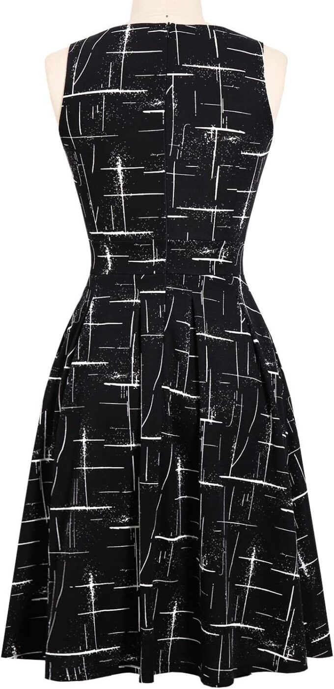 Sureple Women's Retro Sleeveless Swing Casual Work Summer Party Dress with Pockets – Bild 4