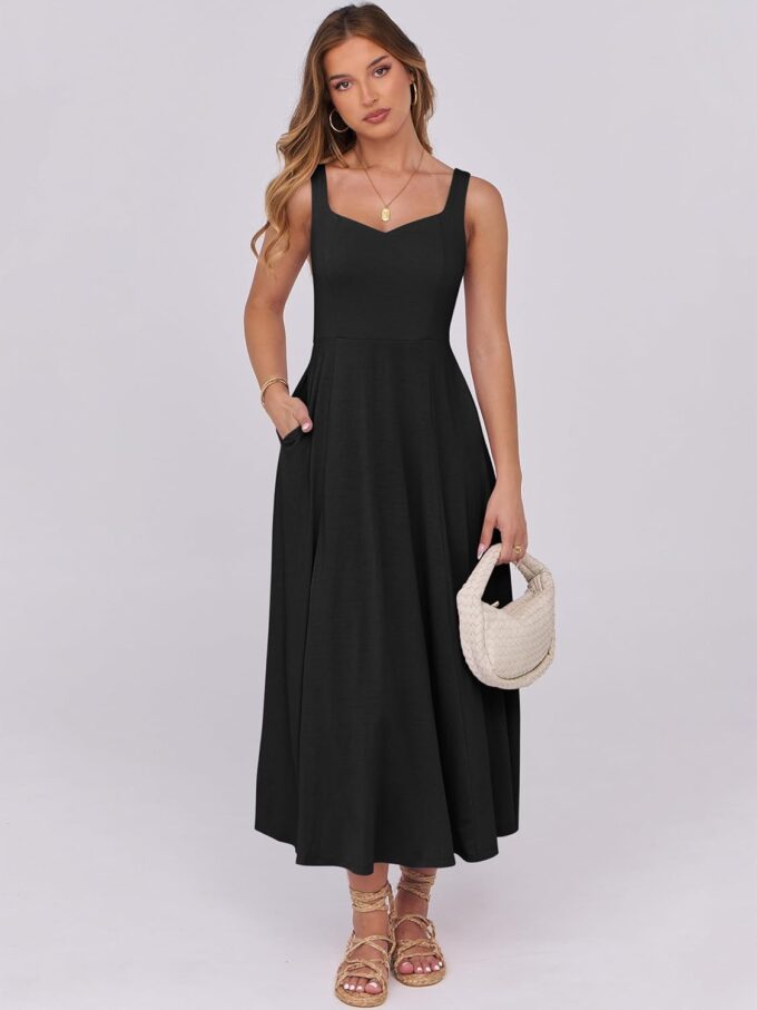 ANRABESS Women Summer Casual Dress Sleeveless Smocked Back Tank Midi Dresses 2025 Beach Vacation Sundress with Pockets – Bild 6