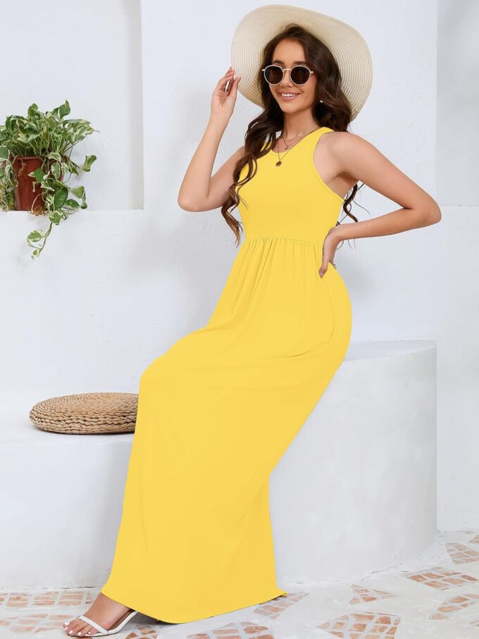 DEARCASE Women's Sleeveless Maxi Dress Casual Plain Loose Summer Vacation Beach Long Dresses with Pockets – Bild 5