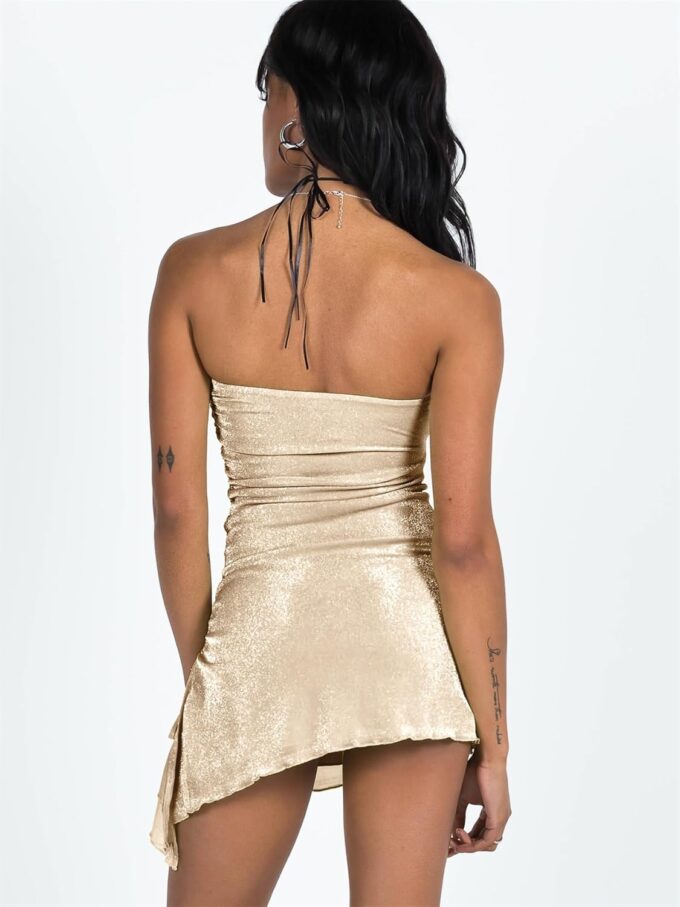 Women’s Sparkly Strapless Dress: Summer Glitter Sexy Short Tube Top Dress - Bodycon Mini Party Outfits 2401 – Bild 5