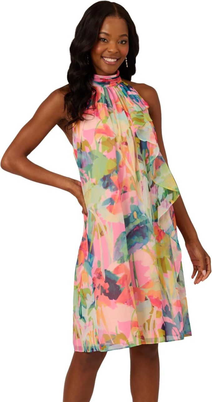 Adrianna Papell Women's Halter Sheath Short Dress