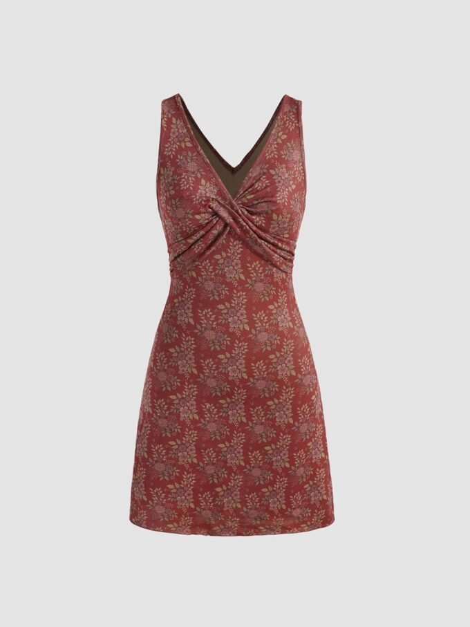 CIDER Women Summer Floral Dress V Neck Sleeveless Mini Dresses Casual Cute Short Sundress – Bild 2