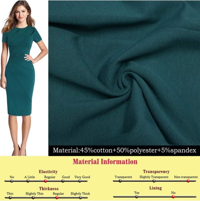 VFSHOW Elegantes Damenkleid mit Rundhalsausschnitt, Patchwork, schmal, für Arbeit, Büro, Bleistiftkleid – Bild 6