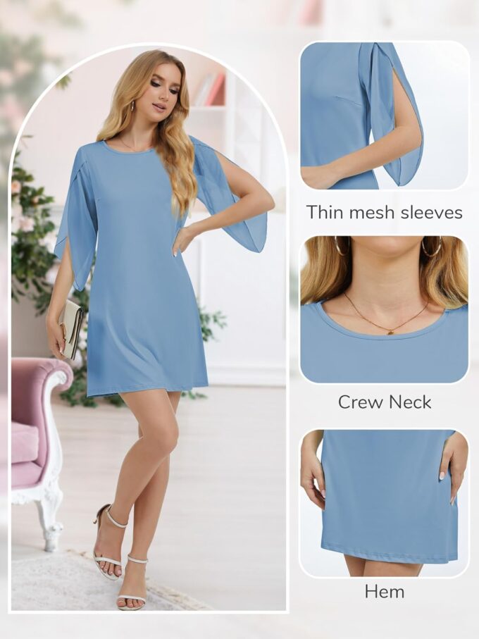 Women's Cocktail Dresses Flutter Sleeve Wedding Guest Crew Neck Dresses for Women Bridesmaid Wedding Evening Party – Bild 5