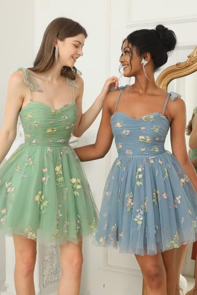 WaterDress Long Flower Tulle Prom Dresses 2024 Spaghetti Straps Ball Gowns for Women WD204 – Bild 4