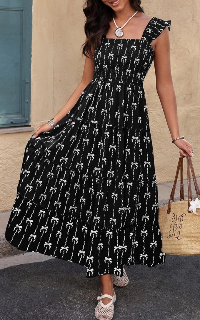 PRETTYGARDEN Women's 2025 Floral Maxi Sundress Smocked Tank Dress Sleeveless Ruffle Summer Tiered Long Dresses – Bild 3