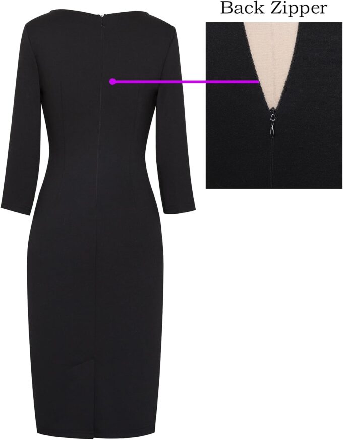 VFSHOW Elegantes Damenkleid mit Rüschen, für Arbeit, Business, Büro, Cocktailparty, Etuikleid – Bild 6