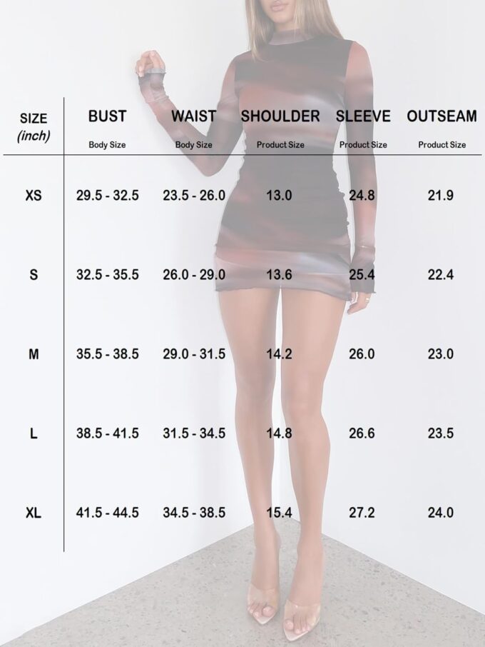 Women Long Sleeve Bodycon Mini Dress Mock Neck Sheer Mesh Slit Going Out Dress Fall Rave Club Cocktail Party Dresses – Bild 7
