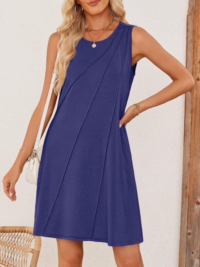 MEROKEETY Women's 2025 Summer Sleeveless Sundress Casual Spring Beach Vacation Crewneck Shift Swing Tank Dress – Bild 3