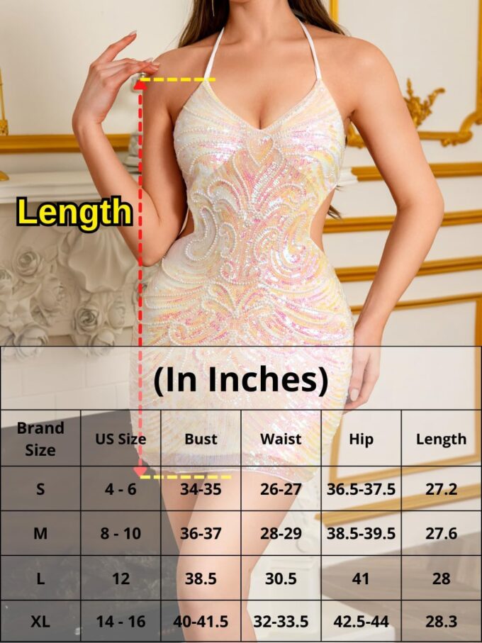 Sequin Dress for Women,Glitter Sparkly Backless Bodycon Mini Dresses,Sexy Concert Outfits Prom Homecoming – Bild 6