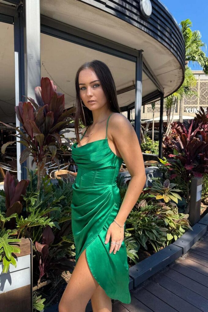 Corset Ruched Homecoming Dresses for Teens Short Summer Spaghetti Straps Satin Formal Cocktail Dresses NO46 – Bild 6