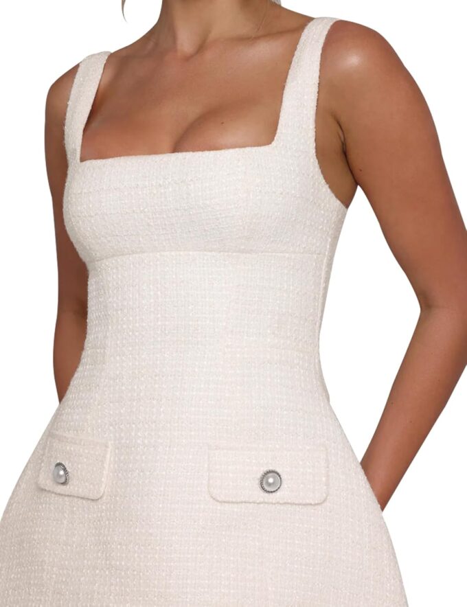 SHESEEWORLD Women's Sleeveless Tank Dress Square Neck Adjustable Straps Backless Mini Dress – Bild 5