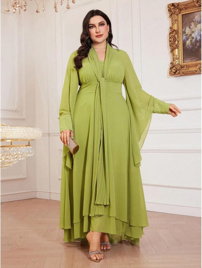 TOLEEN Plus Size Dresses for Women Pagoda Sleeve Casual Style Cocktail Bridesmaid Maxi Summer Dresses – Bild 4