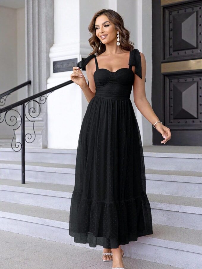 SISKIN Summer Cocktail Dresses for Women Tie Shoulder Semi Formal Dresses Hem Mesh Birthday Wedding Guest Dresses – Bild 4