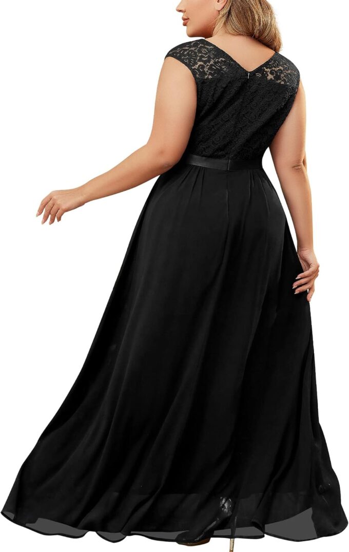 Miusol Women's Plus Size Sleeveless Scoop Neck Floral Lace Bridesmaid Evening Party Maxi Dress – Bild 2