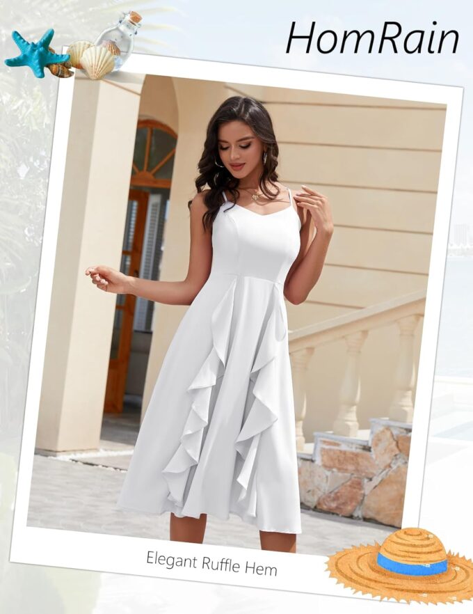 HomRain Women's Cocktail Tea Party Beach Dresses Formal Graduation Wedding Guest Chiffon Summer Evening Elegant Dress 2025 – Bild 5