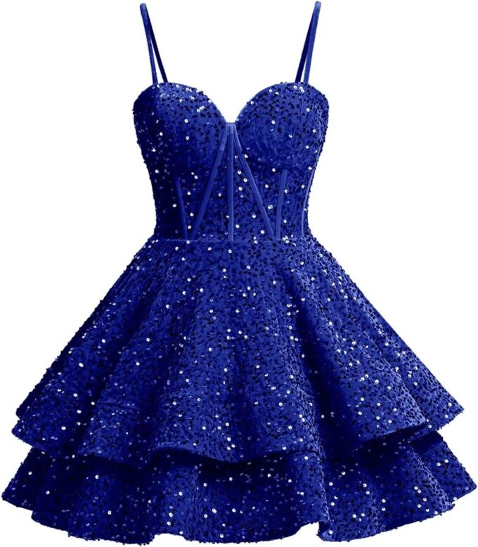 Xijun Sequin Homecoming Dresses Short Tiered Teens Sparkly HOCO Dress 2025 Prom Party Cocktail Gowns