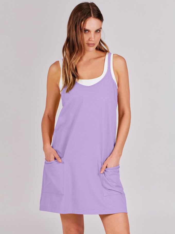 ANRABESS Women Athletic Dress Summer Tennis Workout Active Sports Mini Romper Dress Built in Shorts Travel Vacation Clothes – Bild 2