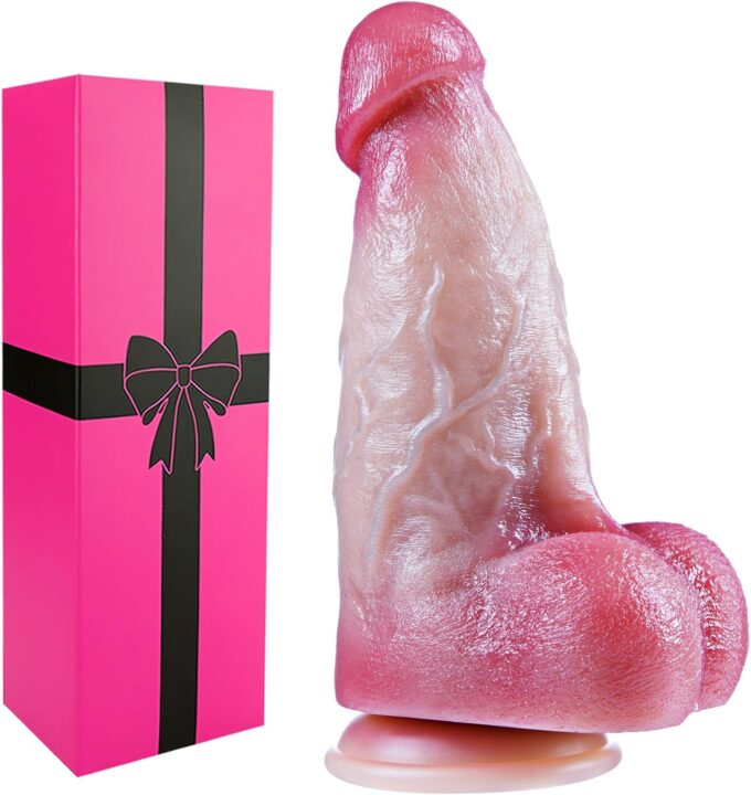 7cm Durchmesser Extra Thick dicker Dildo XXL Sexspielzeug, 23 cm realistischer Silikondildo mit starkem Saugnapf, großer G-Punkt-XL-Anusdildo Sexspielzeug für Erwachsene männliche und weibliche Paare