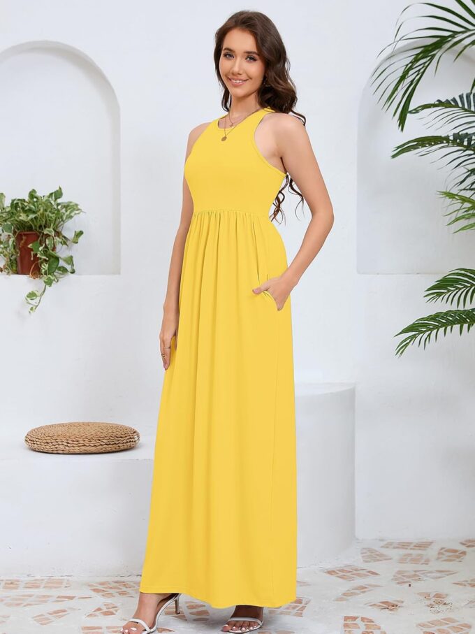 DEARCASE Women's Sleeveless Maxi Dress Casual Plain Loose Summer Vacation Beach Long Dresses with Pockets – Bild 3