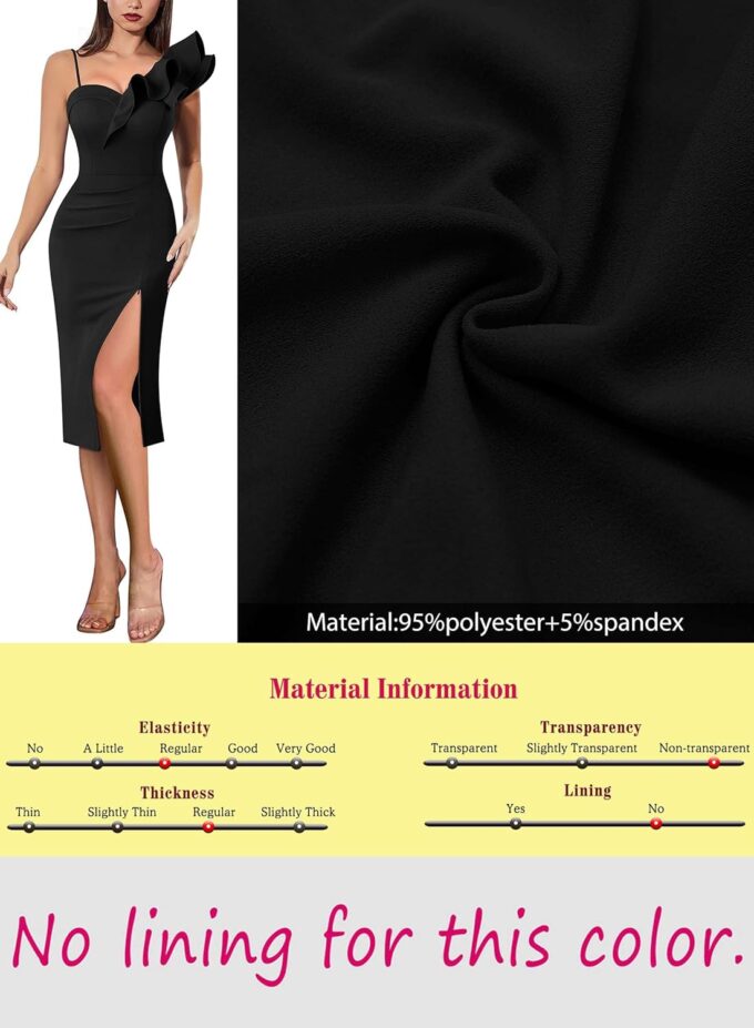 VFSHOW Women Ruffle One Shoulder Strap Ruched Cocktail High Slit Bodycon Dress Sexy Sweetheart Neck Short Wedding Guest Dress – Bild 6