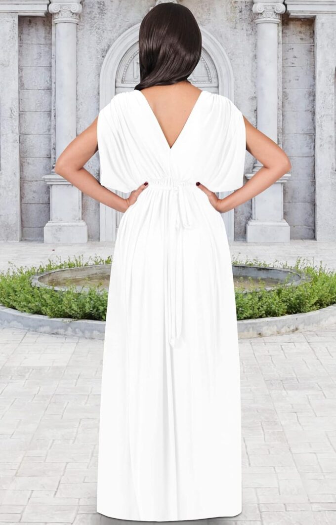 KOH KOH Womens Long V-Neck Summer Sexy Gown Grecian Flowy Sleeveless Maxi Dress – Bild 5