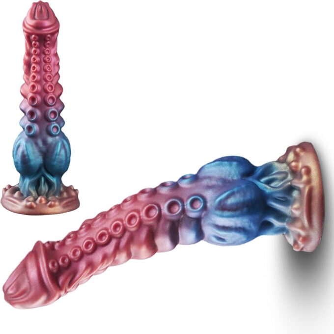 Tentakel Monster 24.5cm Dildo Alien Dragon Fantasy Tier Animal Horse Pferde Silikon Knoten Weiches Dick Dildo mit Saugnapf Analplug Analdildos Dildoschwanz Sex Spielzeug für die Frauen Männer Paare