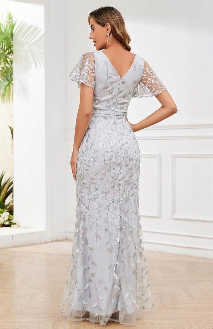 Ruffles Sleeves Mother of The Bride Dresses for Women Sequin Embroidery Mermaid Evening Dress – Bild 2