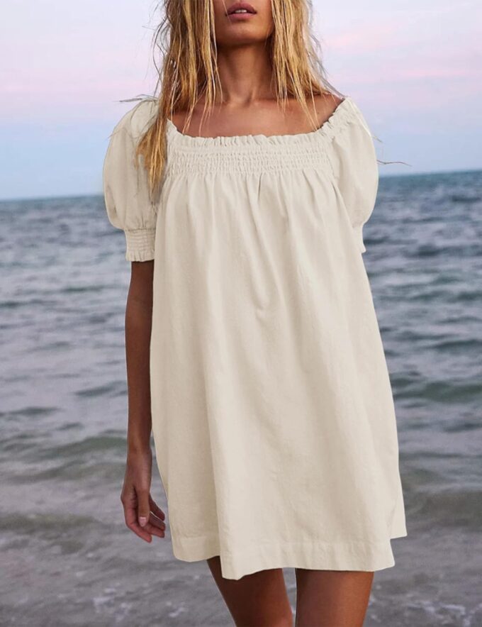 Huaqiao Womens Summer Mini Dress 2025 A-Line Beach Sundress Casual Loose Dress with Pockets – Bild 3