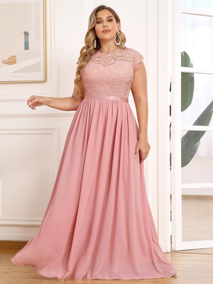 Miusol Women's Formal Floral Lace Plus Size Bridesmaid Party Maxi Dress – Bild 4