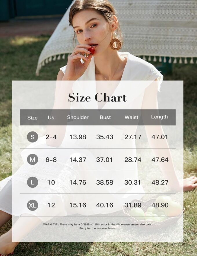 Women's White Cotton Boho Embroidered Eyelet Midi Dress, Sailor Collar Sleeveless Summer Casual Beach Vacation Dress – Bild 7