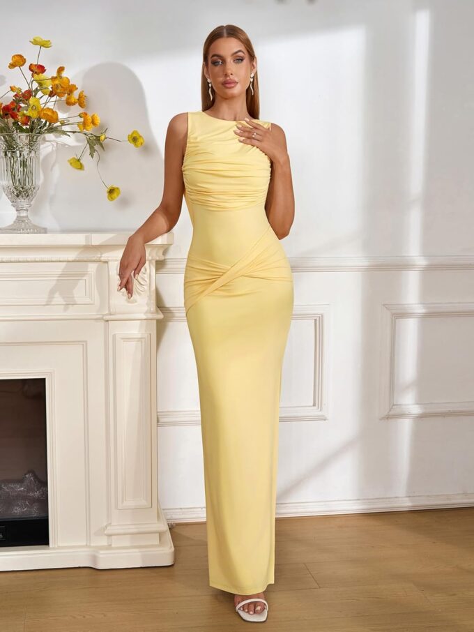 Parthea Women Wedding Guest Dress Bodycon Long Sleeveless Backless Side Slit Elegant Evening Party Cocktail Maxi Dresses – Bild 3