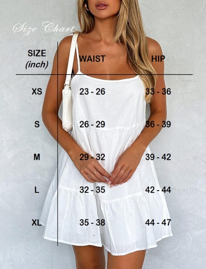 Flowy Short Sundress Mini Babydoll Dresses for Women Going Out Tiered Ruffle Beach Spaghetti Strap Swing Dress Cute – Bild 7