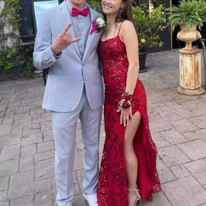 Square Neck Sparkly Sequin Prom Dresses with Slit Long for Women Spaghetti Straps Mermaid Formal Evening Gowns WO065 – Bild 6
