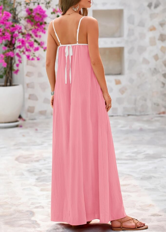 KIRUNDO Women Summer Maxi Sundress 2025 Boho Spaghetti Strap Sleeveless Casual Loose Flowy A Line Beach Vacation Dress – Bild 2