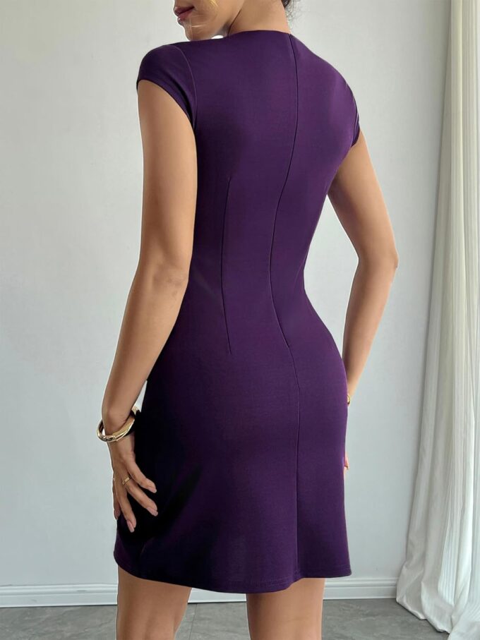 RANPHEE Women's Elegant Crew Neck Cap Sleeve Pencil Dress Ladies Spring Summer Semi Formal Graduation Party Dresses – Bild 5
