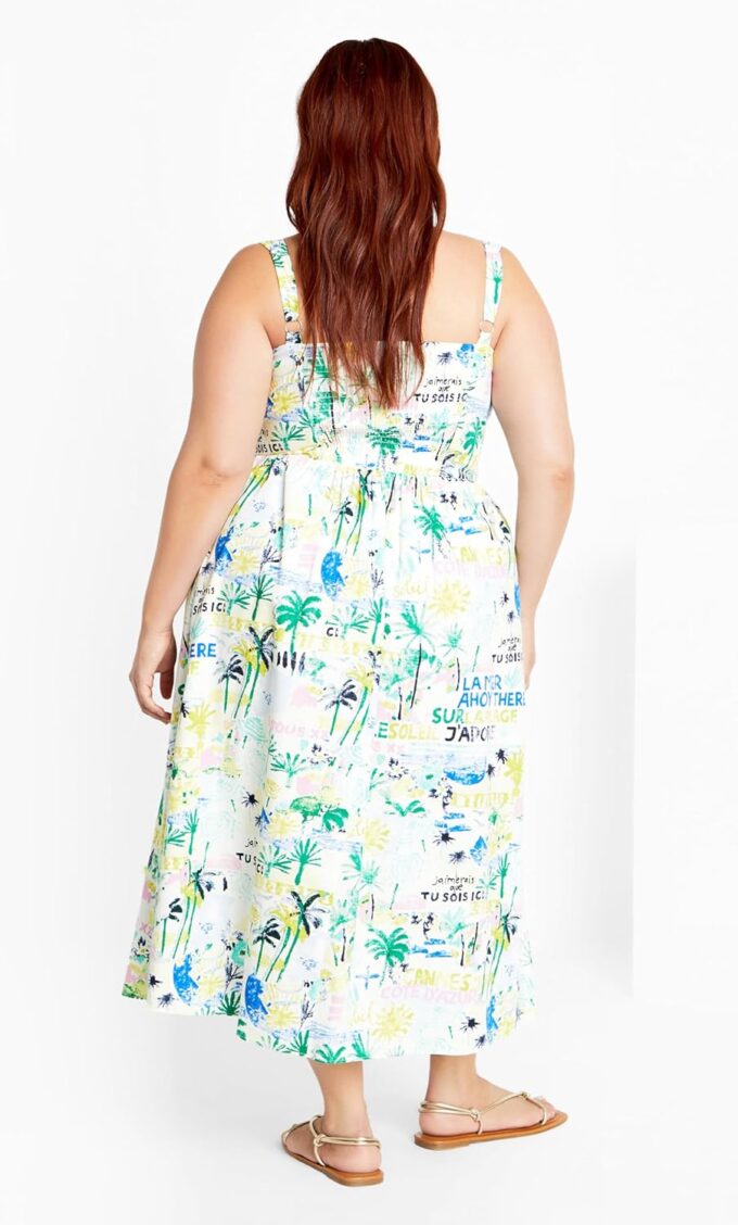 City Chic Women's Dress-Postcards Print Cotton – Bild 4